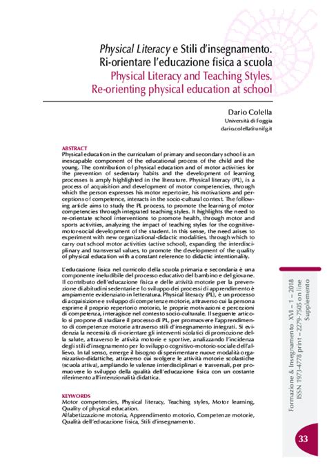 rolex educazione fisica|Physical literacy e stili d'insegnamento. Ri.